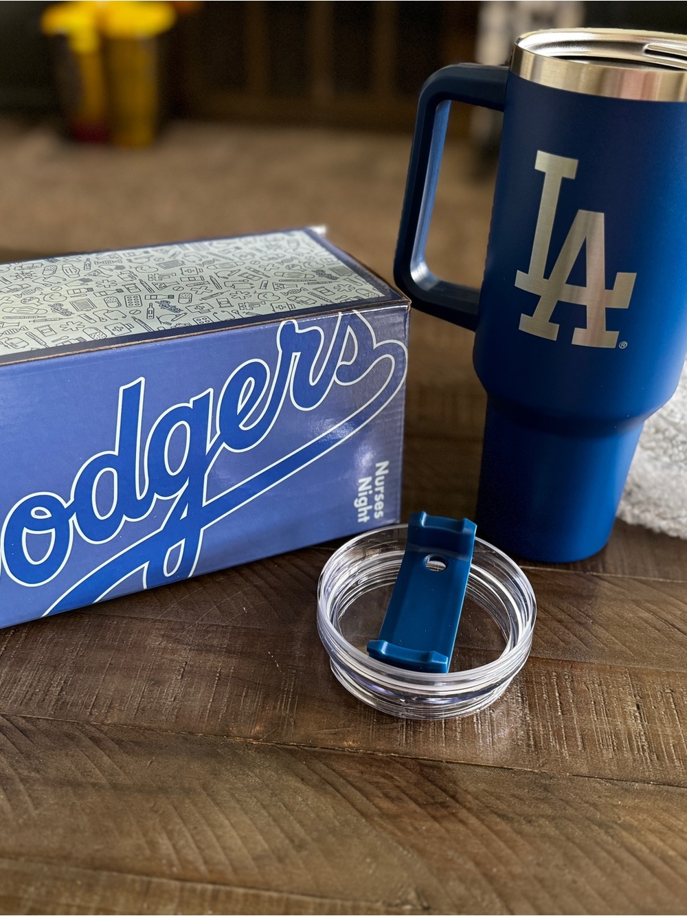 DODGERS NURSES NIGHT Blue Stainless Steel Travel Tumbler with Handle